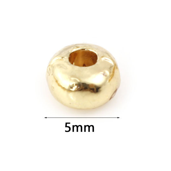 Picture of Zinc Based Alloy Crimp Beads Cover Real Gold Plated Round About 5mm Dia, Hole: Approx 1.6mm, 20 PCs