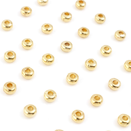 Picture of Zinc Based Alloy Crimp Beads Cover Real Gold Plated Round About 5mm Dia, Hole: Approx 1.6mm, 20 PCs