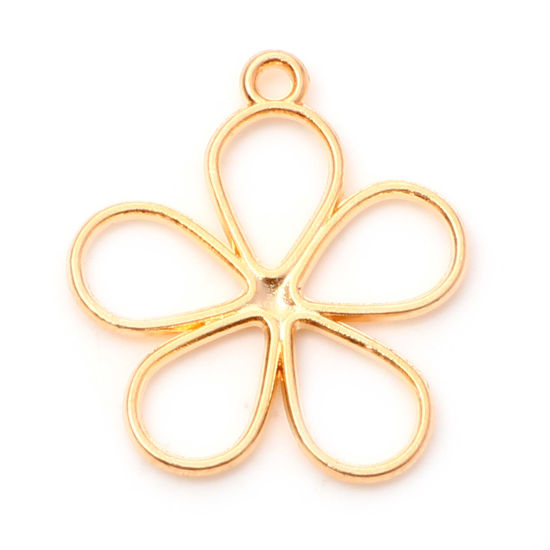 Picture of Zinc Based Alloy Charms KC Gold Plated Flower Hollow 19mm x 17mm, 100 PCs