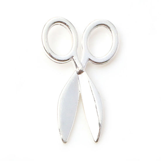 Picture of Zinc Based Alloy Charms Silver Plated Scissor 16mm x 10mm, 100 PCs