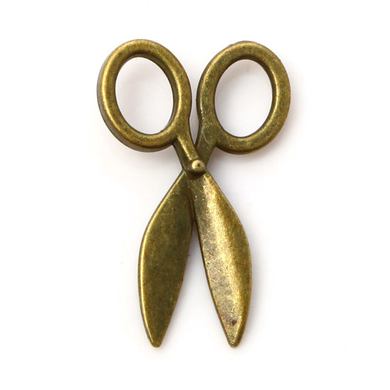 Picture of Zinc Based Alloy Charms Antique Bronze Scissor 16mm x 10mm, 100 PCs