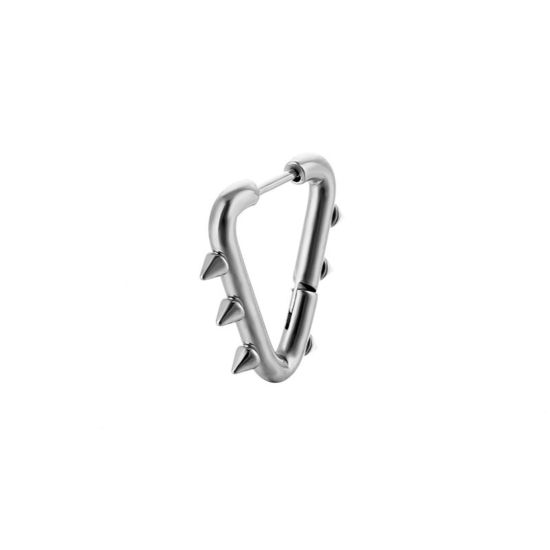 Bild von Edelstahl Punk Ohrreifen Silberfarbe Niete Dreieck 19mm x 16.3mm, Drahtstärke: (18 gauge), 2 Stück
