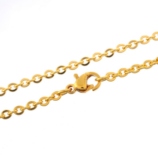 Изображение 304 нержавеющая сталь Ожерелья из Цепочек Позолоченный, Позолоченные цепочки 50.0см длина, 1 ШТ
