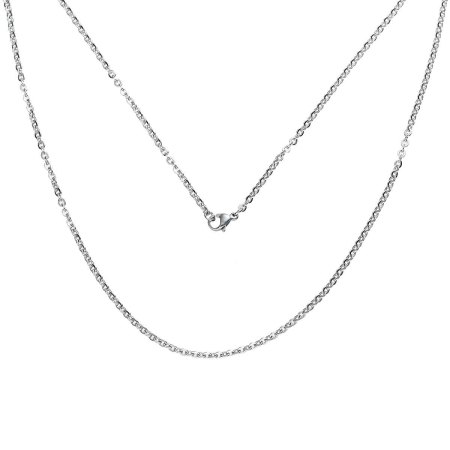 Picture of Wholesale Link Cable Chain Necklace, Silver Tone 304 Stainless Steel, Unisex Minimalist Gift Jewelry For Retailer, 50cm(19.7") long, Chain Size: 2.5mm, 1 Piece