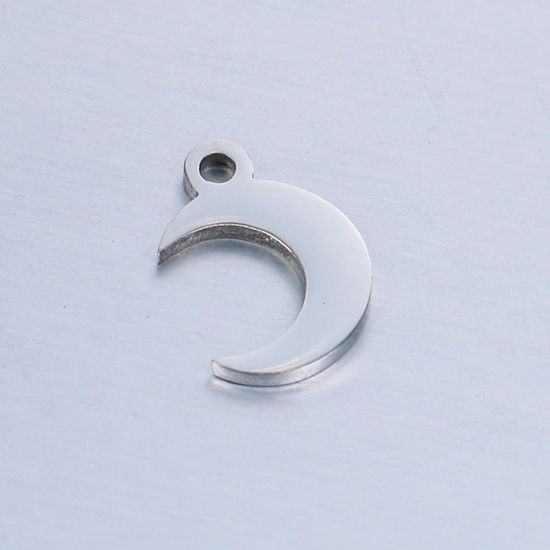 Picture of 304 Stainless Steel Galaxy Charms Silver Tone Half Moon Polished 9.5mm x 7mm, 5 PCs