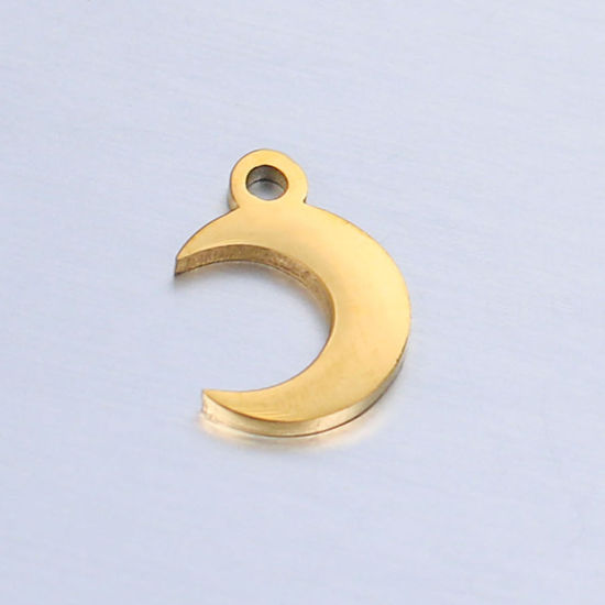 Picture of 304 Stainless Steel Galaxy Charms Gold Plated Half Moon Polished 9.5mm x 7mm, 5 PCs
