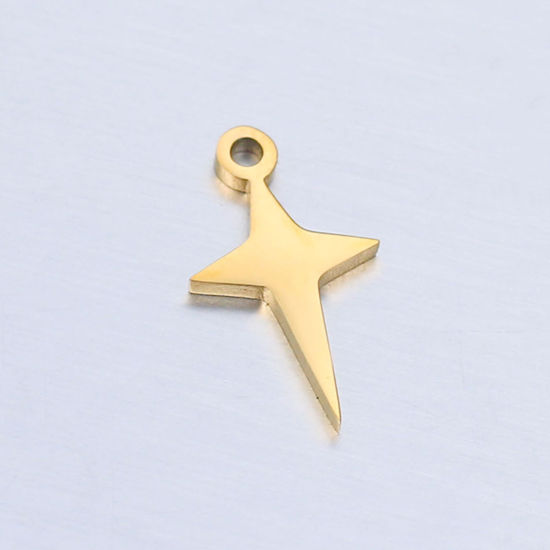 Picture of 304 Stainless Steel Galaxy Charms Gold Plated Star Polished 13mm x 7mm, 5 PCs