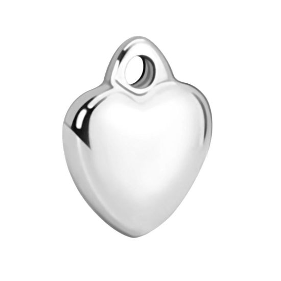 Picture of 304 Stainless Steel Valentine's Day Charms Silver Tone Heart Polished 8mm x 7mm, 5 PCs