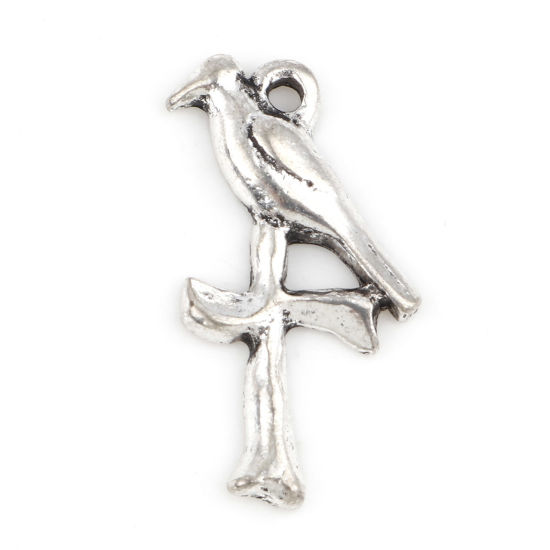 Picture of Zinc Based Alloy Maya Charms Antique Silver Color Cross Bird 20mm x 12mm, 20 PCs