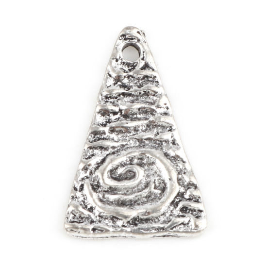 Picture of Zinc Based Alloy Maya Charms Antique Silver Color Triangle Spiral 18mm x 12mm, 20 PCs