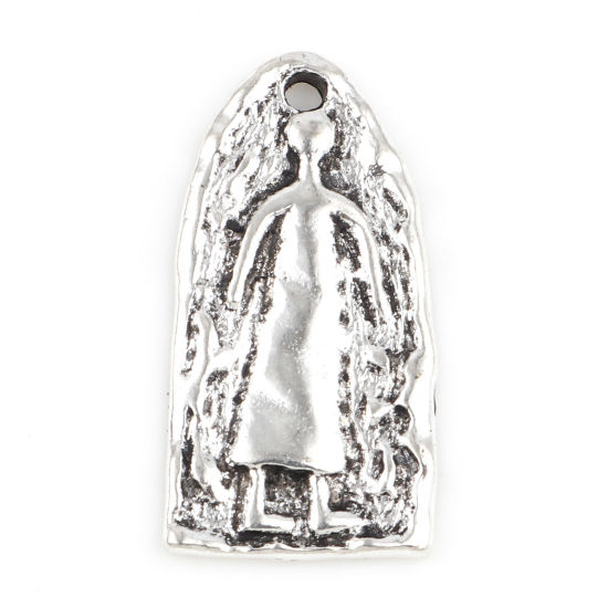 Picture of Zinc Based Alloy Maya Charms Antique Silver Color Oval Person 20mm x 11mm, 20 PCs