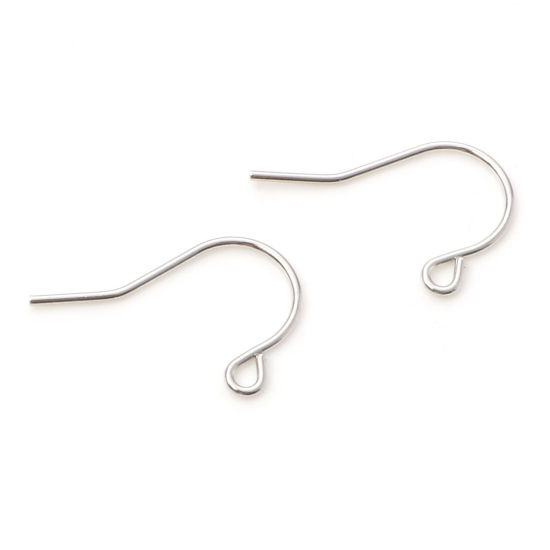 Image de Boucles d'Oreilles Crochets en Laiton Plaqué Platine avec Boucle 18mm x 12mm, Epaisseur de Fil: (21 gauge), 20 Pcs                                                                                                                                            