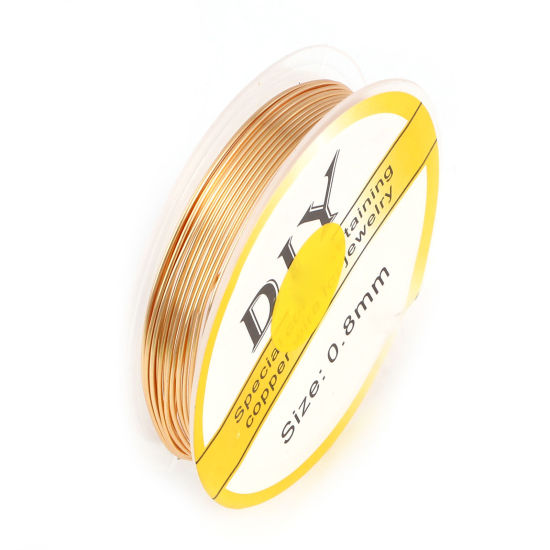 Изображение Медь провод бусы Нитки и Шнуры 14-каратный золотой цвет 0.8мм (20 калибров) 1 Рулон (Примерно 2.6 M/Рулон)