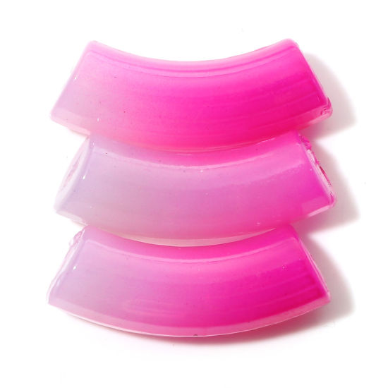 Imagen de Acrílico Cuentas Tubo Curvado , Púrpura Degradado de Color 3.7cm x 1.2cm, Agujero: Aprox 2.4mm, 20 Unidades