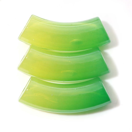Imagen de Acrílico Cuentas Tubo Curvado , Verde Degradado de Color 3.7cm x 1.2cm, Agujero: Aprox 2.4mm, 20 Unidades