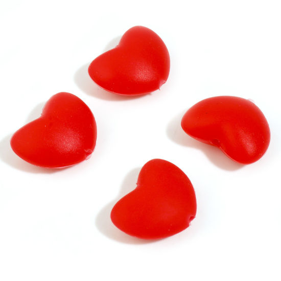 Picture of Silicone Valentine's Day Spacer Beads Heart Red About 20mm x 16mm, Hole: Approx 2.2mm, 5 PCs