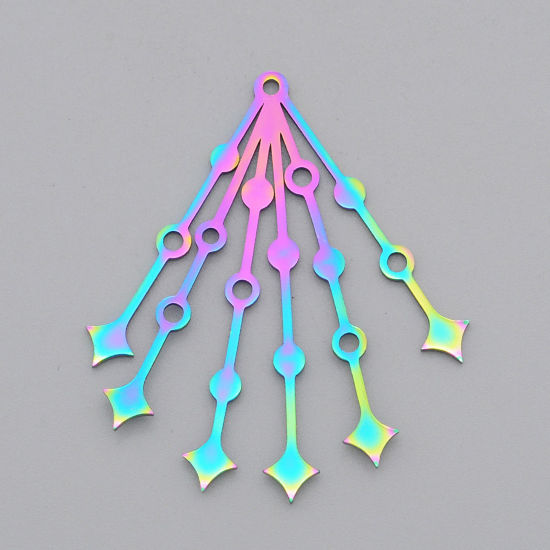 Immagine di Acciaio Inossidabile Galassia Ciondoli Stella Multicolore Nappine 4.3cm x 3.7cm, 1 Pz