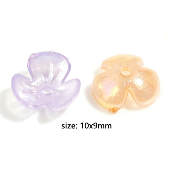 Image de Coupelles en Acrylique Fleur Couleur au Hasard (Convenable à Perle 10mm Dia.) 10mm x 9mm, 500 Pcs