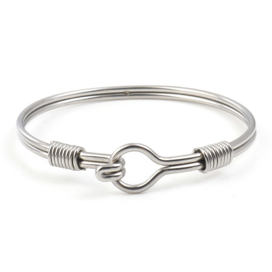 Image de Bracelets en Acier Inoxydable Argent Mat 19.5cm Long, 1 Pièce