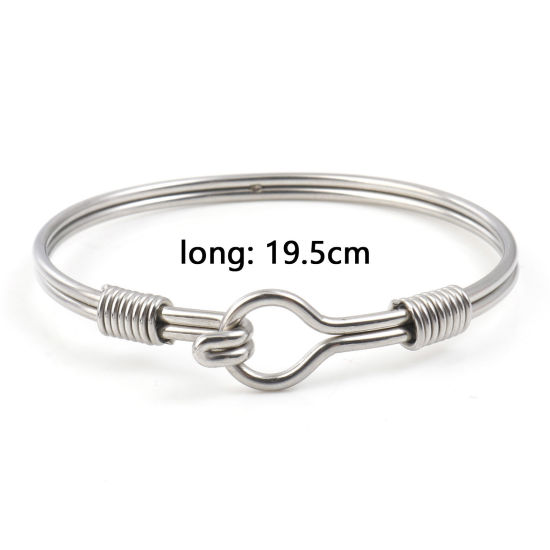 Image de Bracelets en Acier Inoxydable Argent Mat 19.5cm Long, 1 Pièce