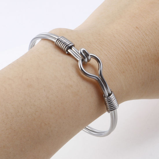 Image de Bracelets en Acier Inoxydable Argent Mat 19.5cm Long, 1 Pièce