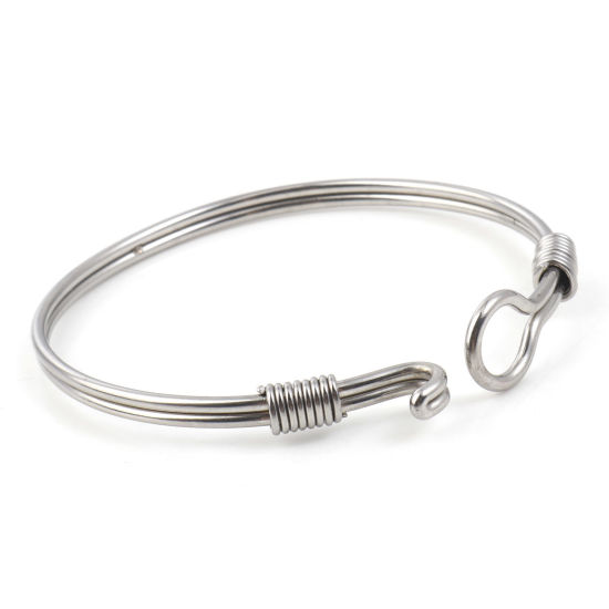 Image de Bracelets en Acier Inoxydable Argent Mat 19.5cm Long, 1 Pièce