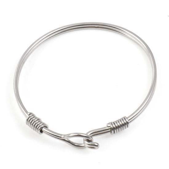 Image de Bracelets en Acier Inoxydable Argent Mat 19.5cm Long, 1 Pièce
