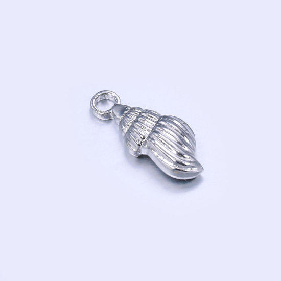 Picture of 201 Stainless Steel Charms Silver Tone Conch/ Sea Snail 18mm x 7.5mm, 1 Piece