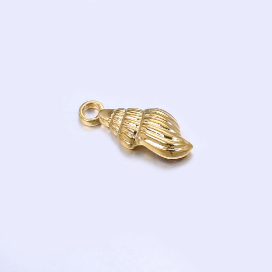 Picture of 201 Stainless Steel Charms Gold Plated Conch/ Sea Snail 18mm x 7.5mm, 1 Piece