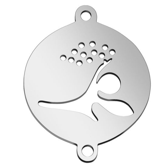 Immagine di 304 Acciaio Inossidabile Connettore Tondo Tono Argento Fata Filigrana 21mm x 17mm, 2 Pz