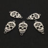 Picture of Stainless Steel Halloween Connectors Silver Tone Skull Filigree 16mm x 12mm, 1 Piece