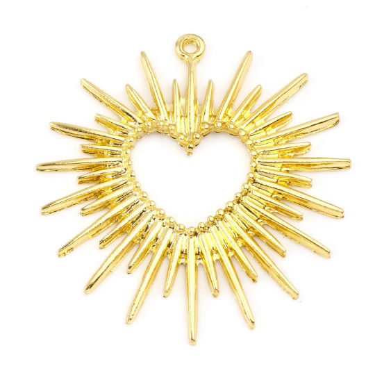 Immagine di Lega di Zinco Galassia Ciondoli Cuore Oro Placcato Raggi del Sole Filigrana 4.4cm x 4.3cm , 10 Pz
