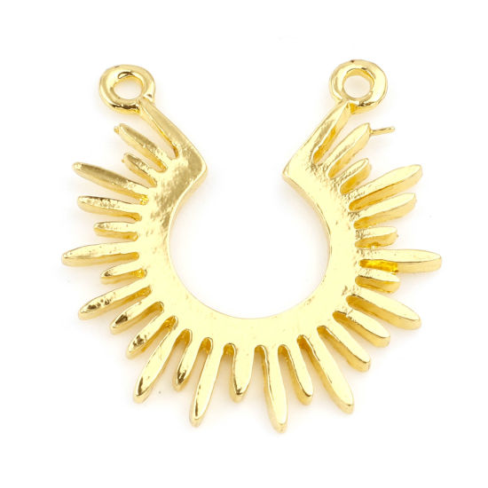 Immagine di Lega di Zinco Galassia Connettore A Forma di U Oro Placcato Raggi del Sole 24mm x 23mm , 10 Pz