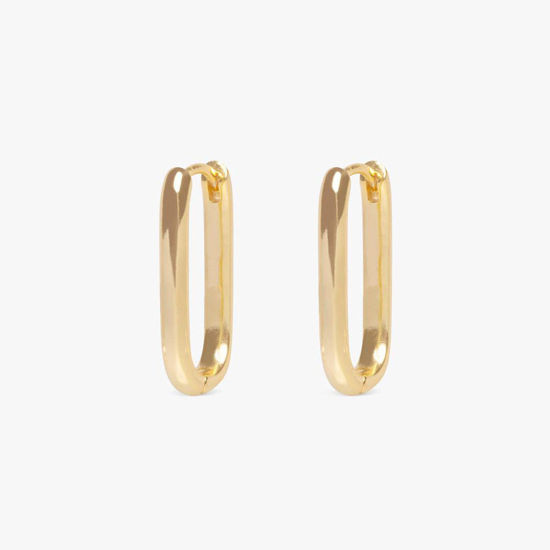 Picture of Brass Ins Style Hoop Earrings Gold Plated U-shaped 2.3cm x 1.2cm, 1 Pair                                                                                                                                                                                      