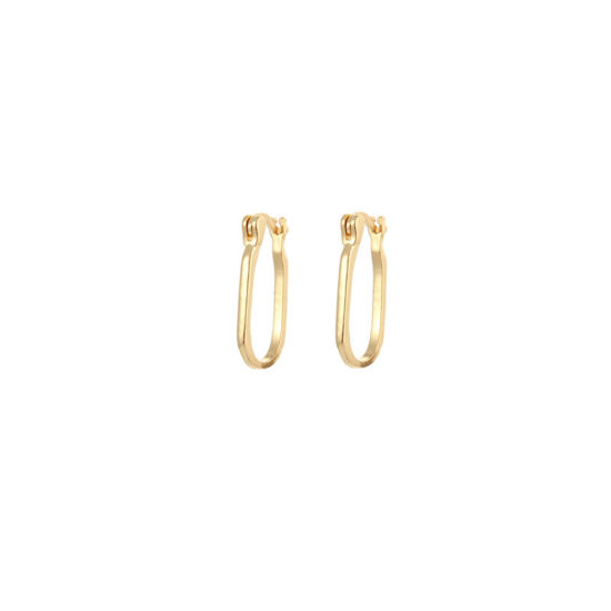 Picture of Brass Ins Style Hoop Earrings Gold Plated U-shaped 17mm x 11mm, 1 Pair                                                                                                                                                                                        