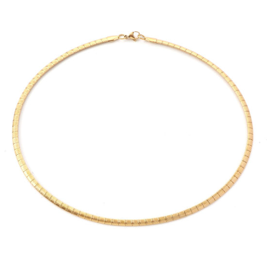 Image de 1 Pièce Colliers en 304 Acier Inoxydable Placage sous Vide Chaîne Maille Omega Doré 45cm long, Taille de Chaîne: 4mm