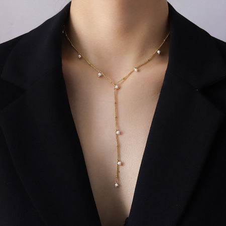 Perlas de Agua Dulce Estilo Ins Collares Chapado en Oro de 18K Panícula 40cm longitud, 1 Unidad