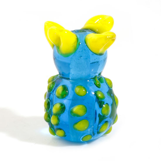 Bild von Muranoglas 3D Perlen Kaktus Blau ca 22mm x 17mm, Loch:ca. 1.8mm, 2 Stück