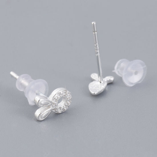 Picture of Sterling Silver Ins Style Asymmetric Earrings Silver Color Rabbit Animal Radish 7mm x 4mm, Post/ Wire Size: (21 gauge), 1 Pair