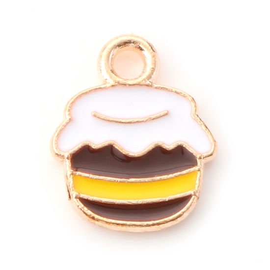 Picture of Zinc Based Alloy Insect Charms Gold Plated Multicolor Honey Jar Enamel 13mm x 10mm, 10 PCs