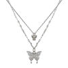 Picture of Titanium Steel Insect Curb Link Chain Multilayer Layered Necklace Silver Tone Butterfly Animal 1 Piece