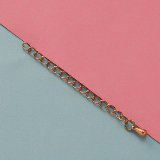 Picture of Stainless Steel Extender Chain For Jewelry Necklace Bracelet Rose Gold Drop 5cm(2") long, 10 PCs