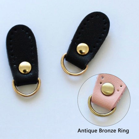 Изображение Настоящая Кожа Застежка-молния Язычок DIY Сумка Кошелек Аксессуары Античная Бронза Черный 3.4см x 1.3cm, 10 ШТ