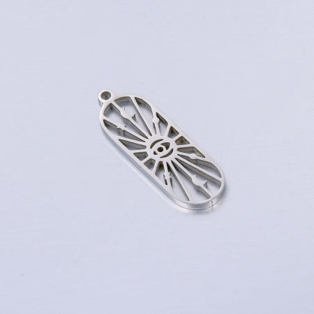 Image de 2 Pcs Breloques En Gros en 201 Acier Inoxydable Galaxie Argent Mat Ovale Oeil de la Providence/ Oeil Qui Voit Tout Creux 27.5mm x 9mm 