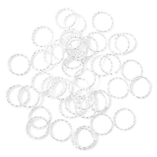 Picture of 1.2mm Iron Based Alloy Open Jump Rings Findings Round Silver Plated Engraving 12mm Dia, 100 PCs