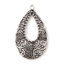 Immagine di Lega di Zinco Ciondoli Goccia Argento Antico Filigrana 5.2cm x 3cm , 5 Pz
