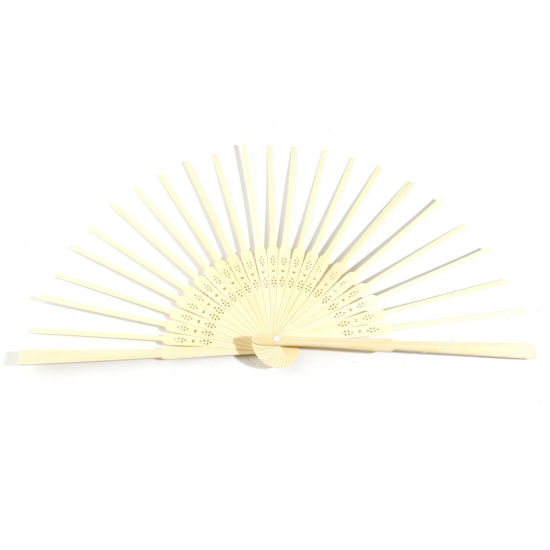 Picture of Bamboo Japanese Style Folding Fan Ribs DIY Handmade Craft Natural Hollow 21cm x 2.2cm, 1 Piece