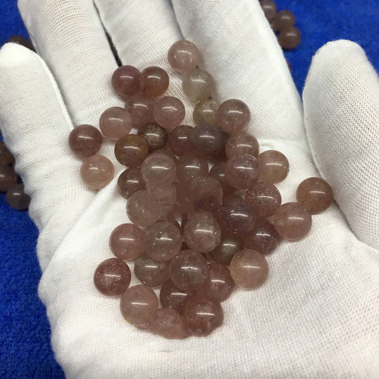 Picture of Strawberry Quartz ( Natural ) Loose Beads (Half Drilled) Round Dark Pink About 6mm Dia., Hole: Approx 1mm, 10 PCs
