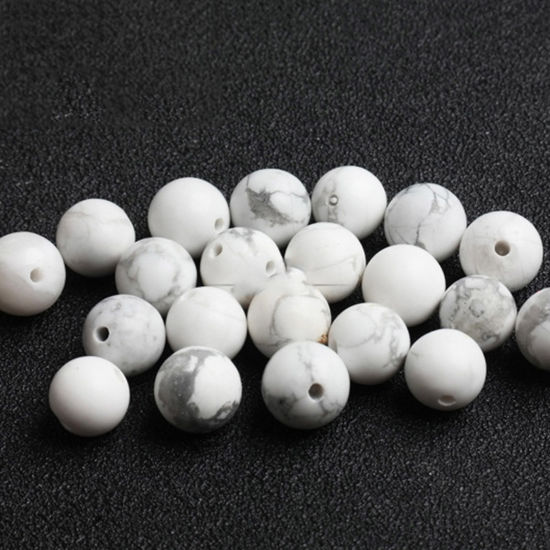 Bild von Weiß Howlith ( Natur ) Perlen (Halbgebohrt) Rund Weiß Halb Gebohrt ca. 10mm D., Loch:ca. 1mm, 10 PCs