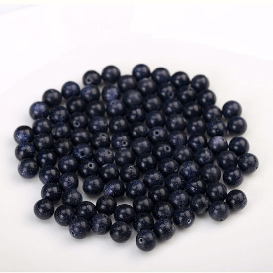 Picture of Blue Sand Stone ( Synthetic ) Loose Beads (Half Drilled) Round Blue About 12mm Dia., Hole: Approx 1.3mm, 10 PCs